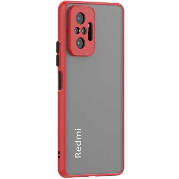 Xiaomi Redmi Note 10 Pro Kılıf Kamera Korumalı Arkası Şeffaf Mat Silikon Kapak - Kırmızı