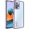 Xiaomi Redmi Note 10 Pro Kılıf Kamera Lens Korumalı Şeffaf Renkli Logo Gösteren Parlak Kapak - Lila