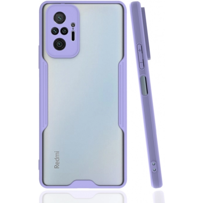 Xiaomi Redmi Note 10 Pro Kılıf Renkli Silikon Kamera Lens Korumalı Şeffaf Parfe Kapak - Lila