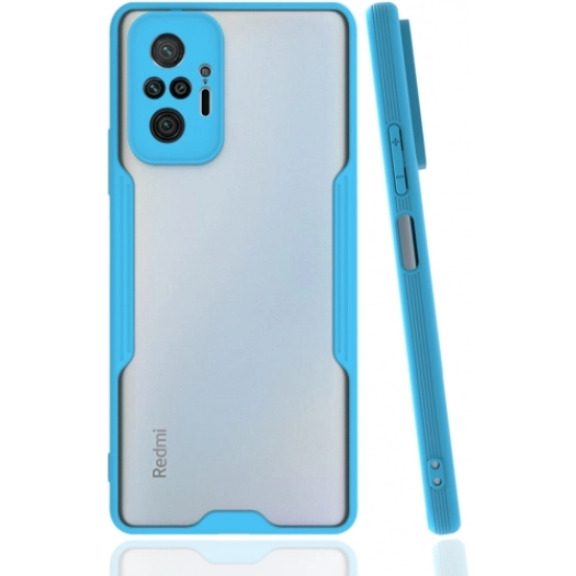 Xiaomi Redmi Note 10 Pro Kılıf Renkli Silikon Kamera Lens Korumalı Şeffaf Parfe Kapak - Mavi