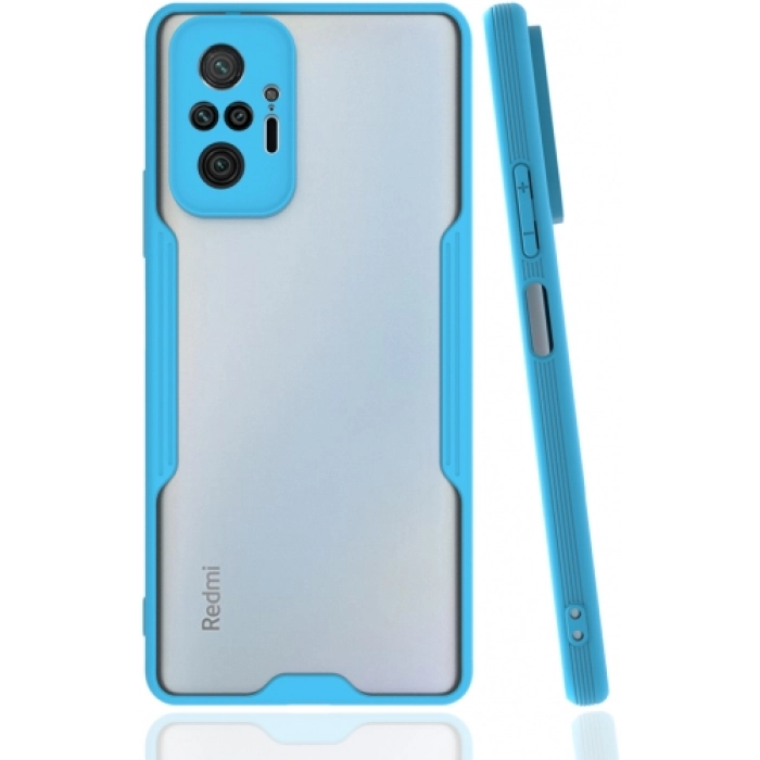Xiaomi Redmi Note 10 Pro Kılıf Renkli Silikon Kamera Lens Korumalı Şeffaf Parfe Kapak - Mavi