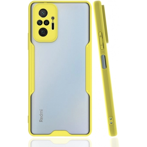 Xiaomi Redmi Note 10 Pro Kılıf Renkli Silikon Kamera Lens Korumalı Şeffaf Parfe Kapak - Sarı