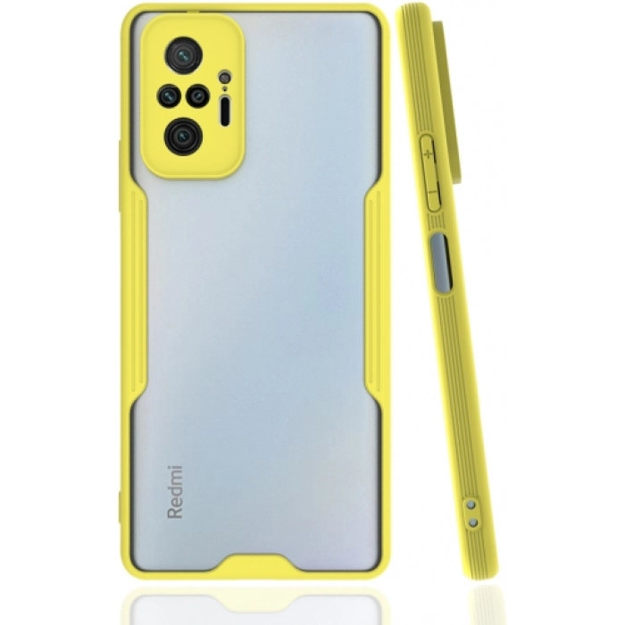 Xiaomi Redmi Note 10 Pro Kılıf Renkli Silikon Kamera Lens Korumalı Şeffaf Parfe Kapak - Sarı