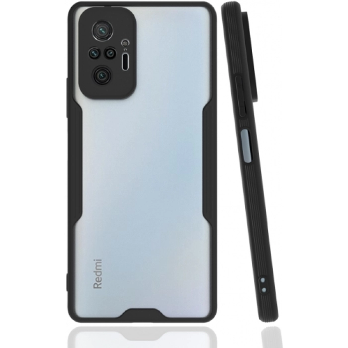 Xiaomi Redmi Note 10 Pro Kılıf Renkli Silikon Kamera Lens Korumalı Şeffaf Parfe Kapak - Siyah