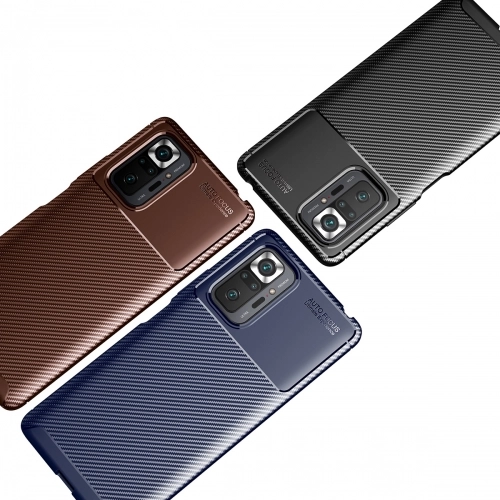 Xiaomi Redmi Note 10 Pro Kılıf Silikon Parmak İzi Bırakmayan Karbon Soft Negro Kapak - Siyah