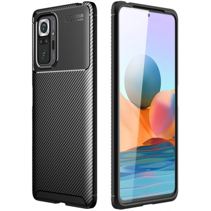 Xiaomi Redmi Note 10 Pro Kılıf Silikon Parmak İzi Bırakmayan Karbon Soft Negro Kapak - Siyah