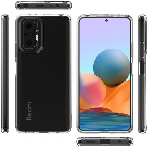 Xiaomi Redmi Note 10 Pro Kılıf Korumalı Kenarları Silikon Arkası Sert Coss Kapak  - Şeffaf