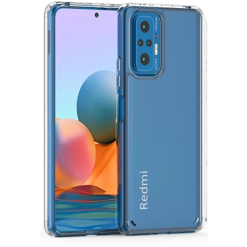 Xiaomi Redmi Note 10 Pro Kılıf Korumalı Kenarları Silikon Arkası Sert Coss Kapak - Şeffaf