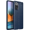 Xiaomi Redmi Note 10 Pro Kılıf Deri Görünümlü Lüks Parmak İzi Bırakmaz Niss Silikon Kapak - Lacivert