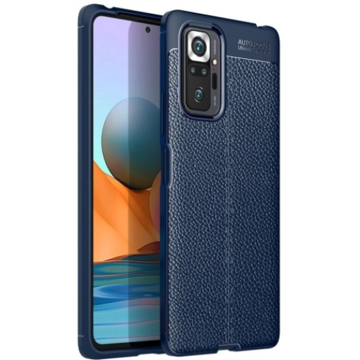 Xiaomi Redmi Note 10 Pro Kılıf Deri Görünümlü Lüks Parmak İzi Bırakmaz Niss Silikon Kapak - Lacivert