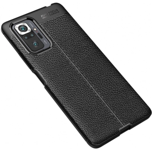 Xiaomi Redmi Note 10 Pro Kılıf Deri Görünümlü Lüks Parmak İzi Bırakmaz Niss Silikon Kapak - Siyah
