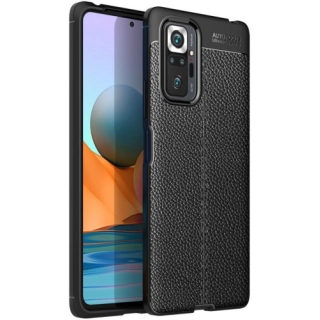 Xiaomi Redmi Note 10 Pro Kılıf Deri Görünümlü Lüks Parmak İzi Bırakmaz Niss Silikon Kapak - Siyah