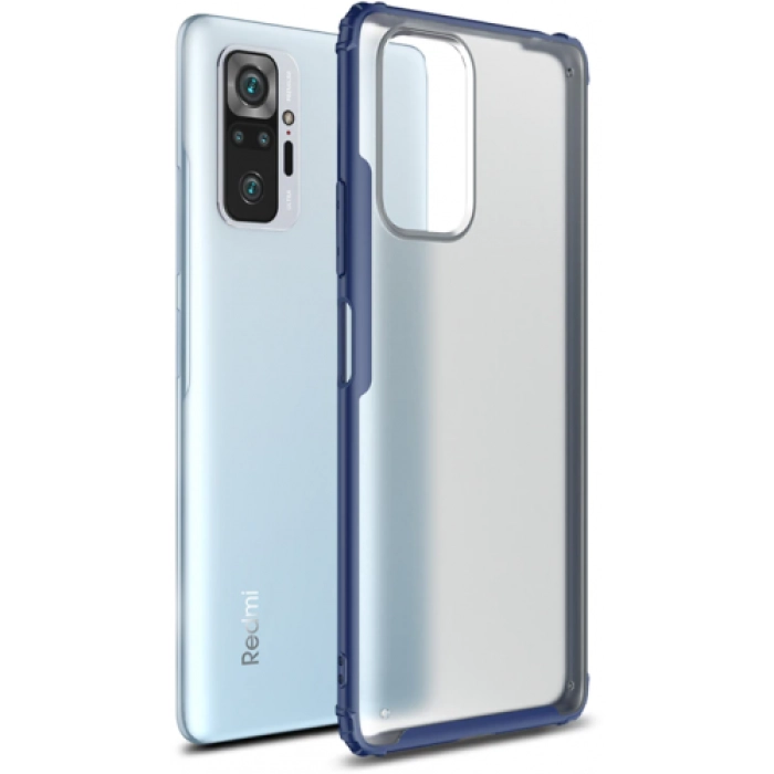 Xiaomi Redmi Note 10 Pro Kılıf Volks Serisi Kenarları Silikon Arkası Şeffaf Sert Kapak - Lacivert