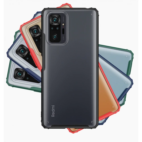 Xiaomi Redmi Note 10 Pro Kılıf Volks Serisi Kenarları Silikon Arkası Şeffaf Sert Kapak - Siyah