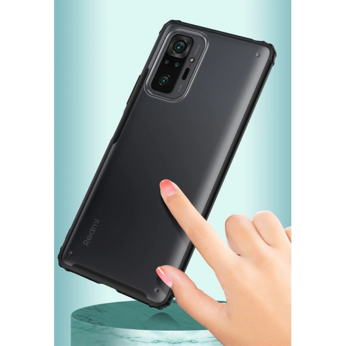 Xiaomi Redmi Note 10 Pro Kılıf Volks Serisi Kenarları Silikon Arkası Şeffaf Sert Kapak - Siyah