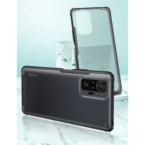 Xiaomi Redmi Note 10 Pro Kılıf Volks Serisi Kenarları Silikon Arkası Şeffaf Sert Kapak - Siyah