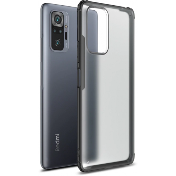 Xiaomi Redmi Note 10 Pro Kılıf Volks Serisi Kenarları Silikon Arkası Şeffaf Sert Kapak - Siyah