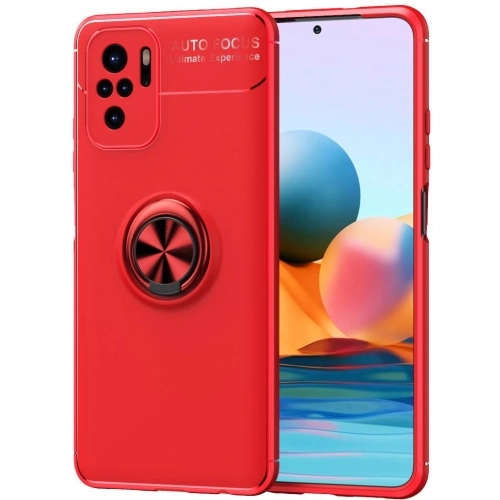 Xiaomi Redmi Note 10s Kılıf Renkli Silikon Yüzüklü Standlı Auto Focus Ravel Kapak - Kırmızı