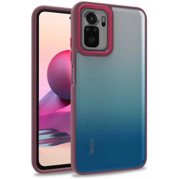 Xiaomi Redmi Note 10s Kılıf Electro Silikon Renkli Flora Kapak - Kırmızı