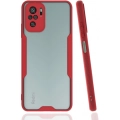 Xiaomi Redmi Note 10s Kılıf Renkli Silikon Kamera Lens Korumalı Şeffaf Parfe Kapak - Kırmızı