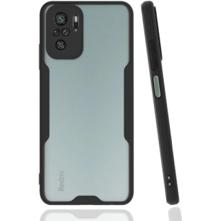 Xiaomi Redmi Note 10s Kılıf Renkli Silikon Kamera Lens Korumalı Şeffaf Parfe Kapak - Siyah