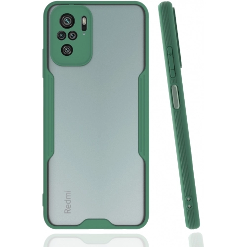 Xiaomi Redmi Note 10s Kılıf Renkli Silikon Kamera Lens Korumalı Şeffaf Parfe Kapak - Yeşil