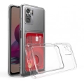 Xiaomi Redmi Note 10s Kılıf Kartlıklı Şeffaf Esnek Silikon Kamera Korumalı