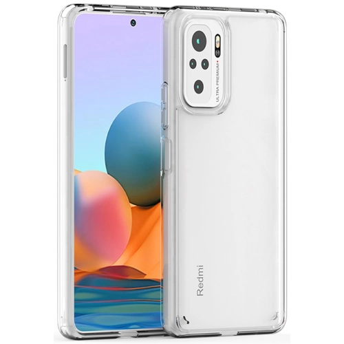Xiaomi Redmi Note 10s Kılıf Korumalı Kenarları Silikon Arkası Sert Coss Kapak - Şeffaf