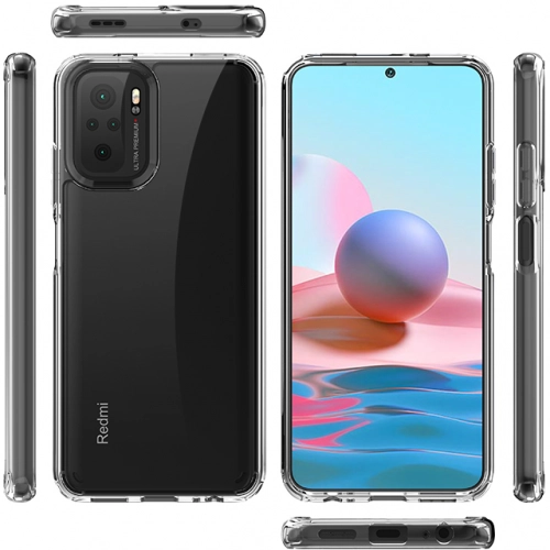 Xiaomi Redmi Note 10s Kılıf Korumalı Kenarları Silikon Arkası Sert Coss Kapak - Şeffaf