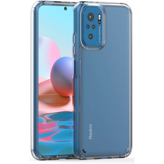 Xiaomi Redmi Note 10s Kılıf Korumalı Kenarları Silikon Arkası Sert Coss Kapak  - Şeffaf