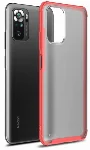 Xiaomi Redmi Note 10s Kılıf Volks Serisi Kenarları Silikon Arkası Şeffaf Sert Kapak - Kırmızı