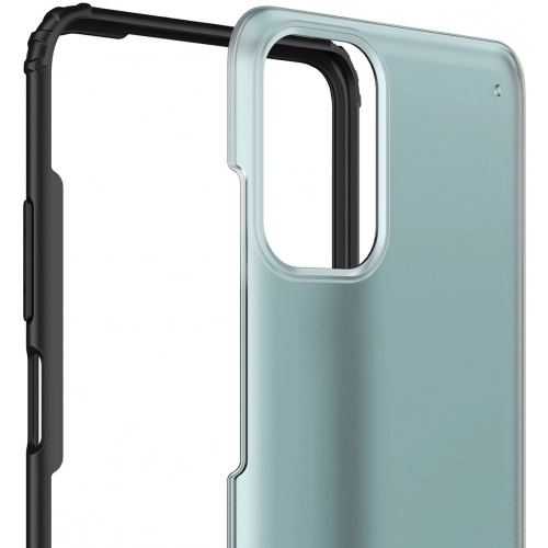 Xiaomi Redmi Note 10s Kılıf Volks Serisi Kenarları Silikon Arkası Şeffaf Sert Kapak - Siyah