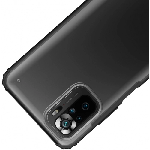 Xiaomi Redmi Note 10s Kılıf Volks Serisi Kenarları Silikon Arkası Şeffaf Sert Kapak - Siyah