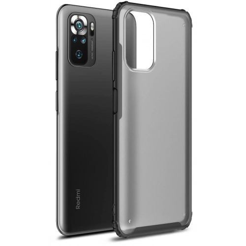 Xiaomi Redmi Note 10s Kılıf Volks Serisi Kenarları Silikon Arkası Şeffaf Sert Kapak - Siyah