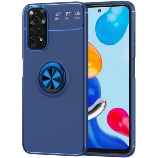 Xiaomi Redmi Note 11 5G Kılıf Renkli Silikon Yüzüklü Standlı Auto Focus Ravel Kapak - Mavi