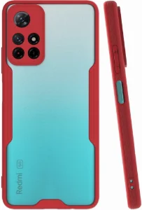 Xiaomi Redmi Note 11 5G Kılıf Renkli Silikon Kamera Lens Korumalı Şeffaf Parfe Kapak - Kırmızı