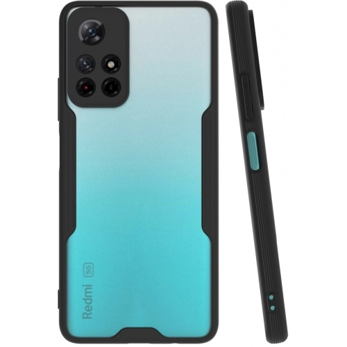 Xiaomi Redmi Note 11 5G Kılıf Renkli Silikon Kamera Lens Korumalı Şeffaf Parfe Kapak - Siyah