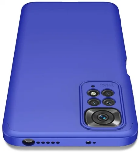 Xiaomi Redmi Note 11 Kılıf 3 Parçalı 360 Tam Korumalı Rubber AYS Kapak  - Mavi