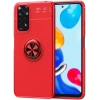 Xiaomi Redmi Note 11 Kılıf Renkli Silikon Yüzüklü Standlı Auto Focus Ravel Kapak - Kırmızı