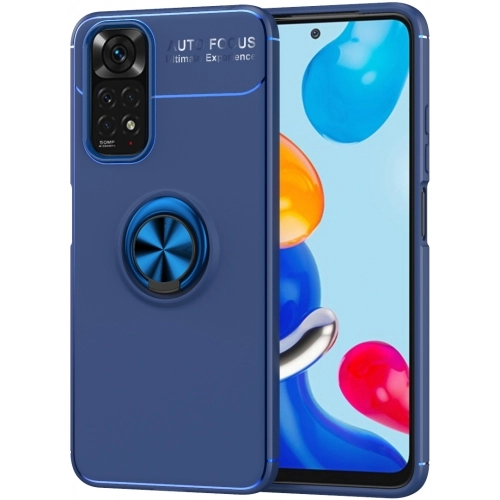 Xiaomi Redmi Note 11 Kılıf Renkli Silikon Yüzüklü Standlı Auto Focus Ravel Kapak - Mavi