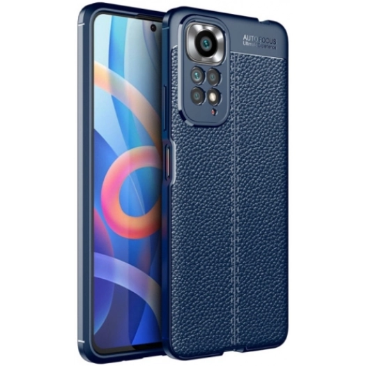 Xiaomi Redmi Note 11 Kılıf Deri Görünümlü Lüks Parmak İzi Bırakmaz Niss Silikon Kapak - Lacivert