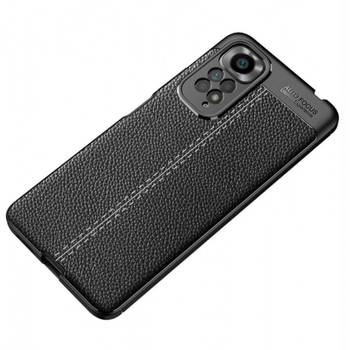 Xiaomi Redmi Note 11 Kılıf Deri Görünümlü Lüks Parmak İzi Bırakmaz Niss Silikon Kapak - Siyah
