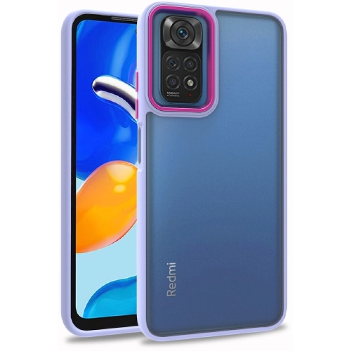 Xiaomi Redmi Note 11 Kılıf Electro Silikon Renkli Flora Kapak - Lila