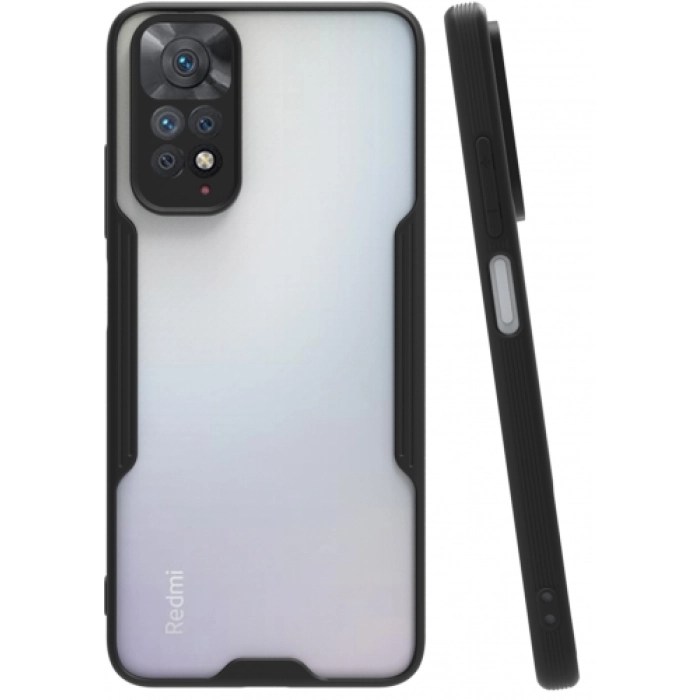 Xiaomi Redmi Note 11 Kılıf Renkli Silikon Kamera Lens Korumalı Şeffaf Parfe Kapak - Siyah