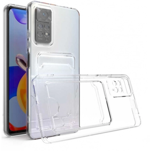 Xiaomi Redmi Note 11 Kılıf Kartlıklı Şeffaf Esnek Silikon Kamera Korumalı