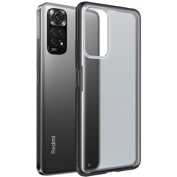 Xiaomi Redmi Note 11 Kılıf Volks Serisi Kenarları Silikon Arkası Şeffaf Sert Kapak - Siyah