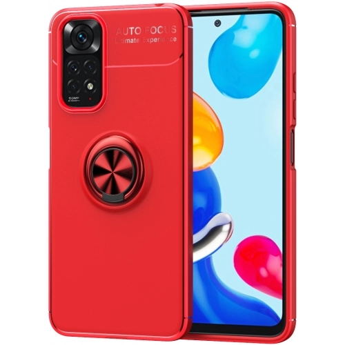 Xiaomi Redmi Note 11 Pro Kılıf Renkli Silikon Yüzüklü Standlı Auto Focus Ravel Kapak - Kırmızı