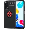 Xiaomi Redmi Note 11 Pro Kılıf Renkli Silikon Yüzüklü Standlı Auto Focus Ravel Kapak - Kırmızı - Siyah