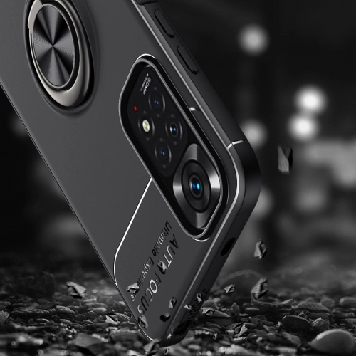 Xiaomi Redmi Note 11 Pro Kılıf Renkli Silikon Yüzüklü Standlı Auto Focus Ravel Kapak - Siyah