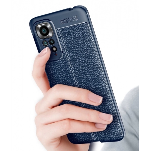 Xiaomi Redmi Note 11 Pro Kılıf Deri Görünümlü Lüks Parmak İzi Bırakmaz Niss Silikon Kapak - Lacivert